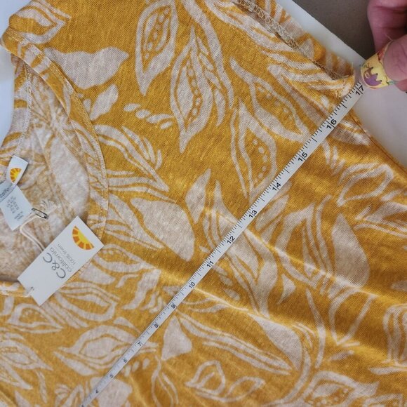 C&C California Linen T-Shirt Sz XS Yellow Leaf Print - Picture 5 of 6